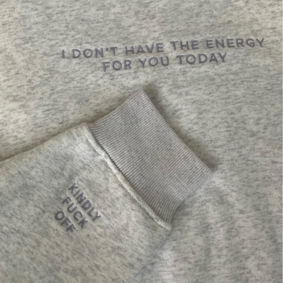 Classy Cards Graphic “Kindly F@ck Off” Gray Oversized Hoodie Sweatshirt Sz XXL - Picture 1 of 12